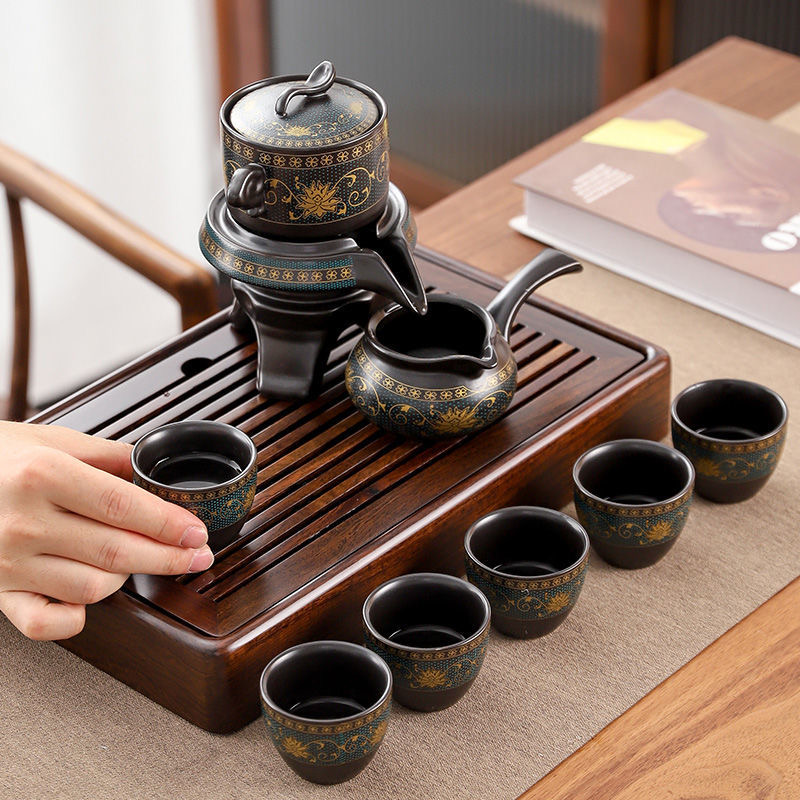 描金奇蘭】新款自動石磨茶具，1秒自動出水，經典旋轉，精緻國風，隨時隨地打造茶生活
